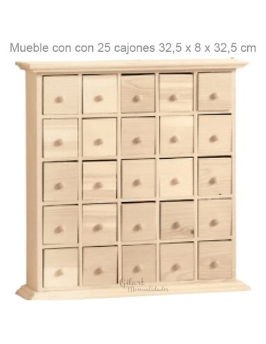 Mueble Madera Natural 25 cajones Manualidades, ideal para tu creatividad y organización.