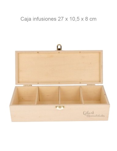 Caja de Madera Natural para Infusiones y Manualidades 27x10.5x8 cm, ¡lista para crear!