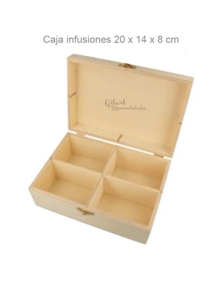 Caja de Madera Natural para Infusiones y Manualidades 20x14x8 cm, tu lienzo en blanco.