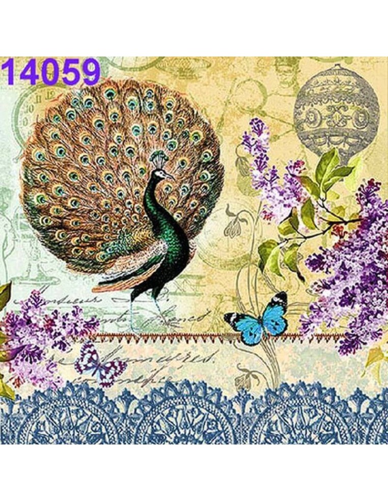 Servilletas Decoupage Ambiente Pavo Real, ideales para tus creaciones manuales.