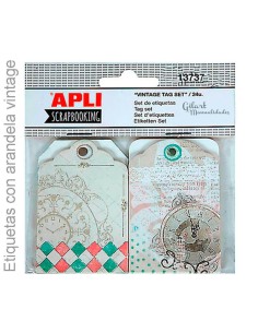 Etiquetas arandela Vintage Apli: Set de 24 unidades para tus proyectos creativos.