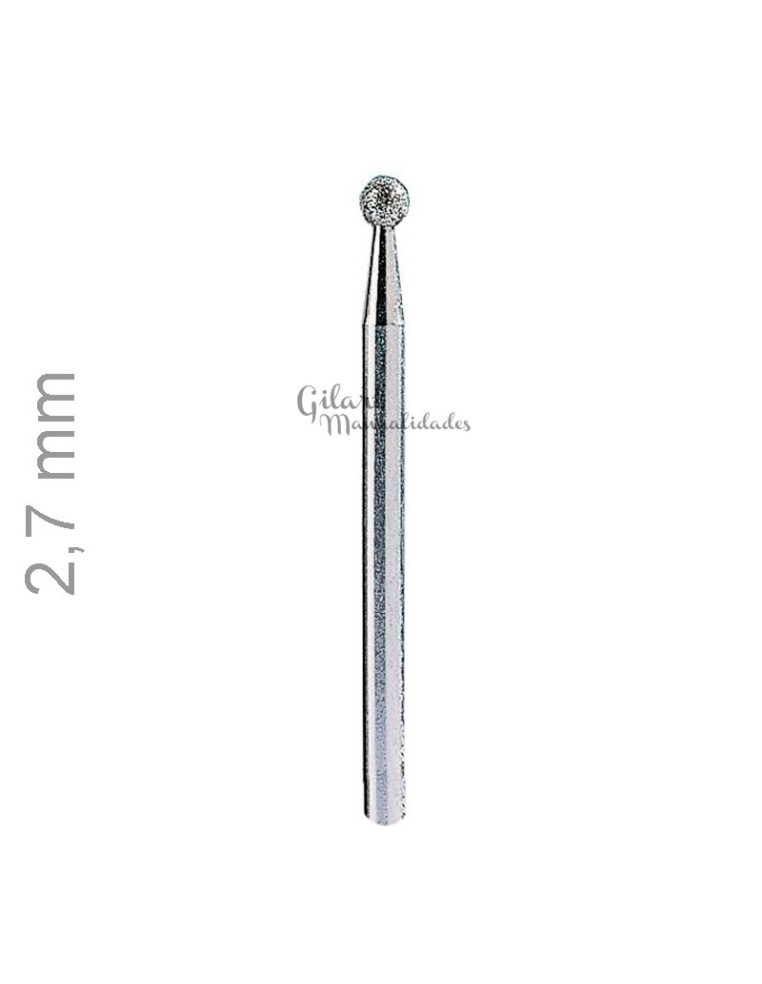 Punta de diamante 2,7 mm para pulido fino en vidrio y metales, precisión suprema.