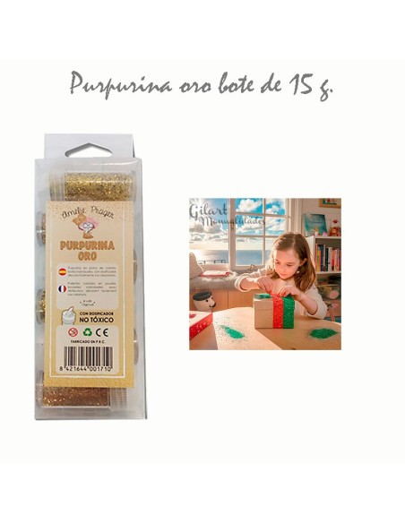 Purpurina dorada Amelie de 15 gramos: el toque brillante para tus manualidades.