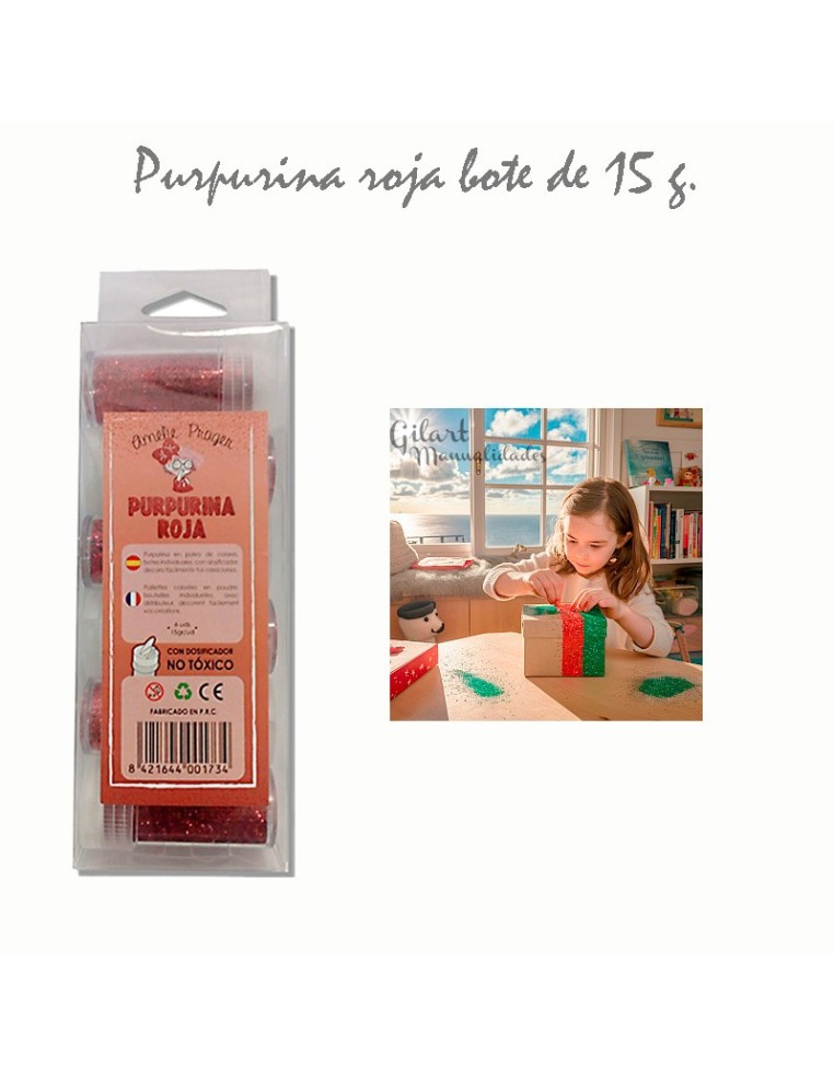 Comprar Purpurina roja Amelie 15g no tóxica manualidades | Gilart