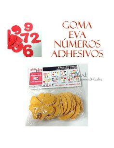 Pack 30 números Adhesivos Goma Eva Amarillos 70 mm para rótulos y decoración