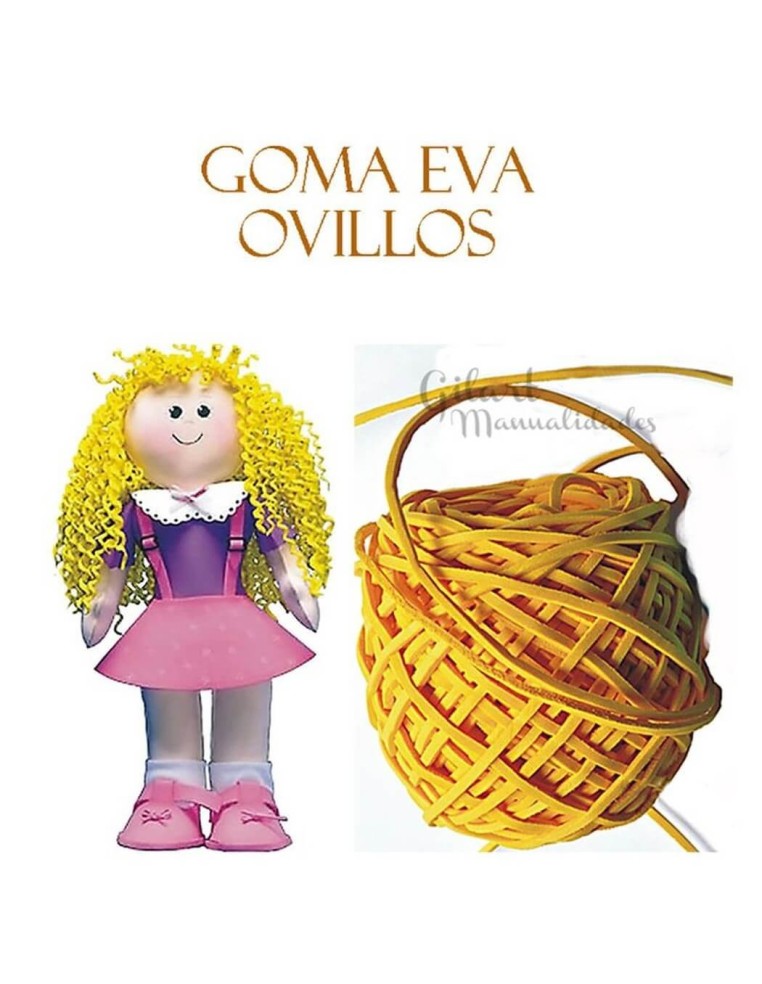 Hilo de goma Eva amarillo 2 mm x 50 m para flores, pelucas o muñecas