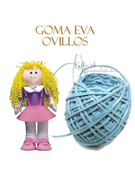 Hilo de goma Eva azul cielo 2 mm x 50 m para flores, pelucas o muñecas