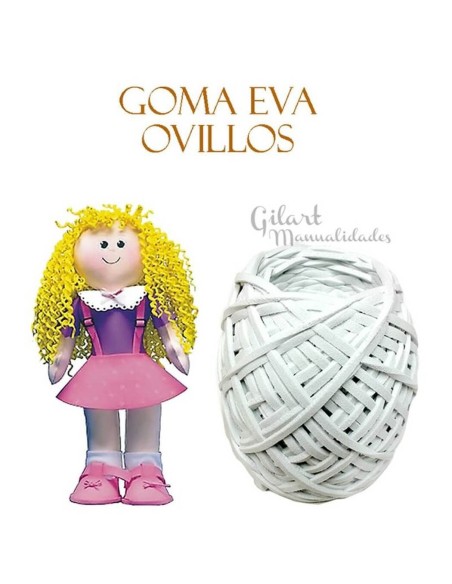 Hilo de goma Eva blanco 2 mm x 50 m para flores, pelucas o muñecas