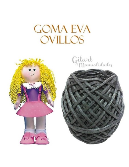Hilo de goma Eva negro 2 mm x 50 m para flores, pelucas o muñecas