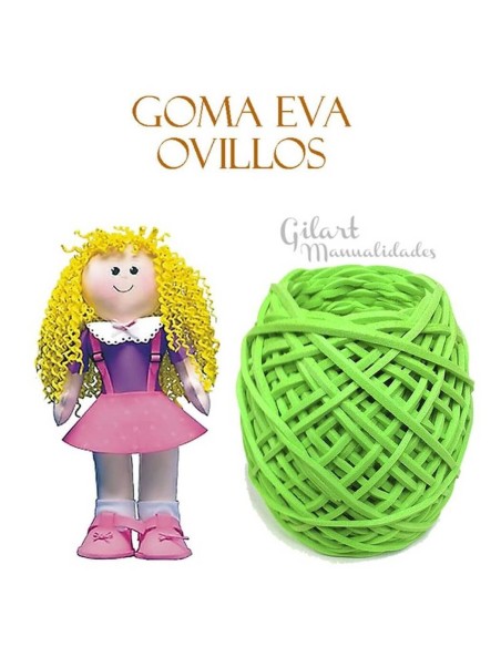 Hilo de goma Eva verde claro 2 mm x 50 m para flores, pelucas o muñecas