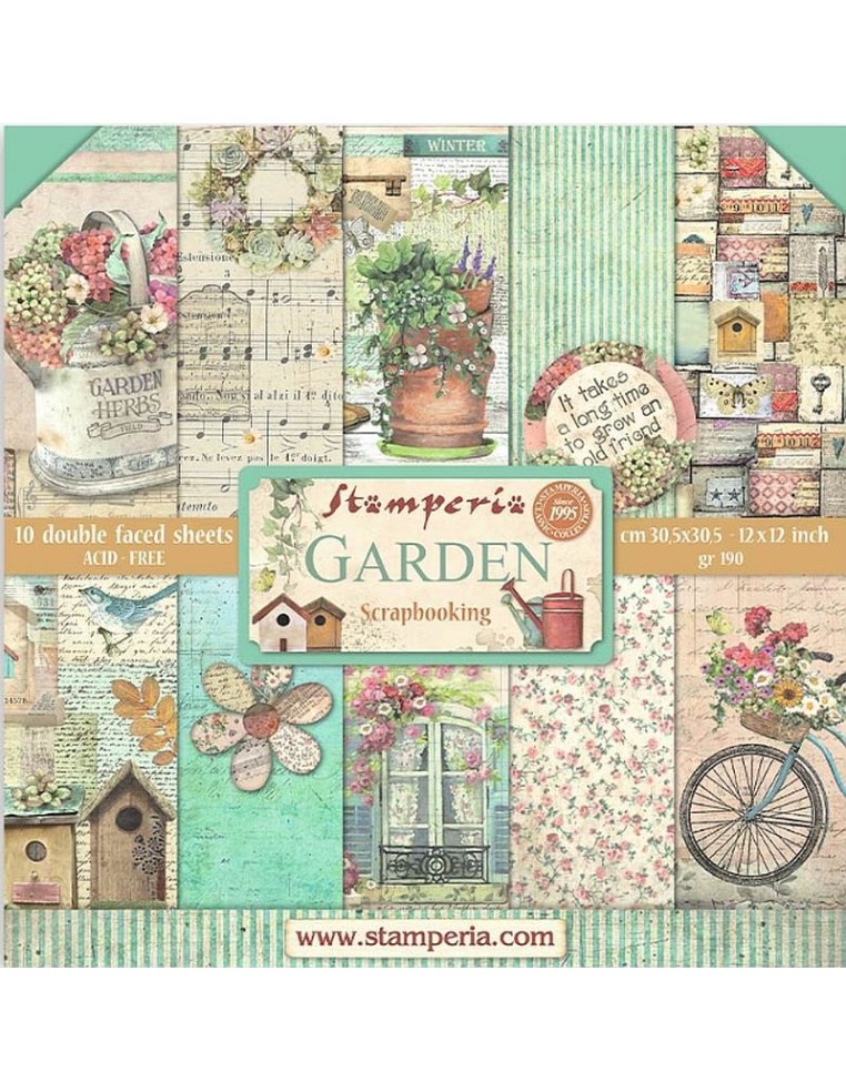 Bloc Papel Scrap Garden sbbl43 Stamperia 10 Hojas Doble Cara | Gilart