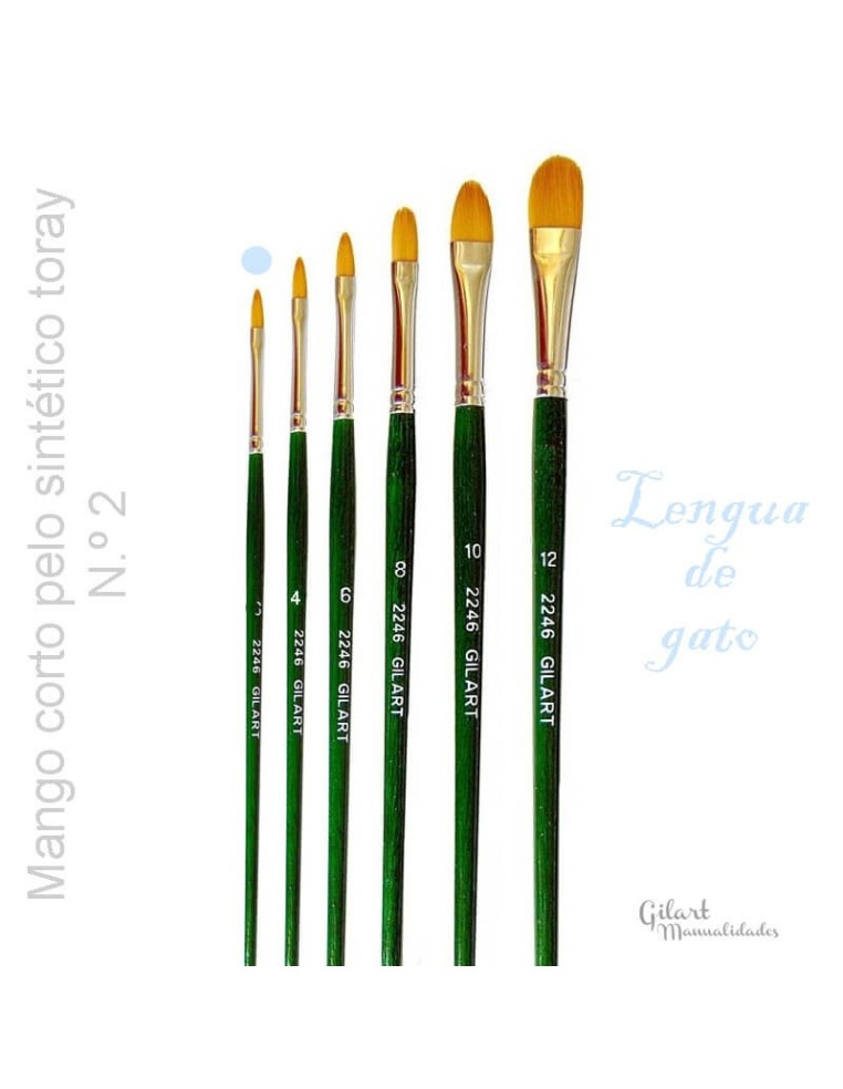 Pinceles lengua de gato Gilart pelo Toray serie 2246 mangos cortos: La precisión de un trazo, la magia en tus manos. n.º 2
