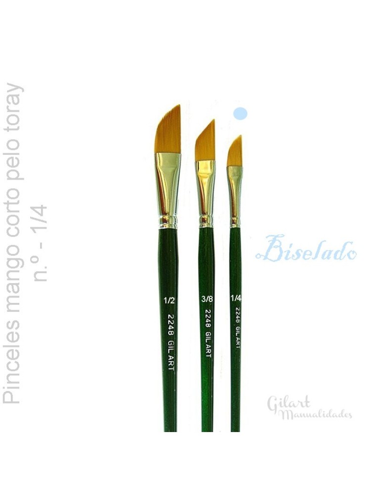 Pincel Gilart serie 2248 pelos Toray 3/8, corte angular y mango corto.