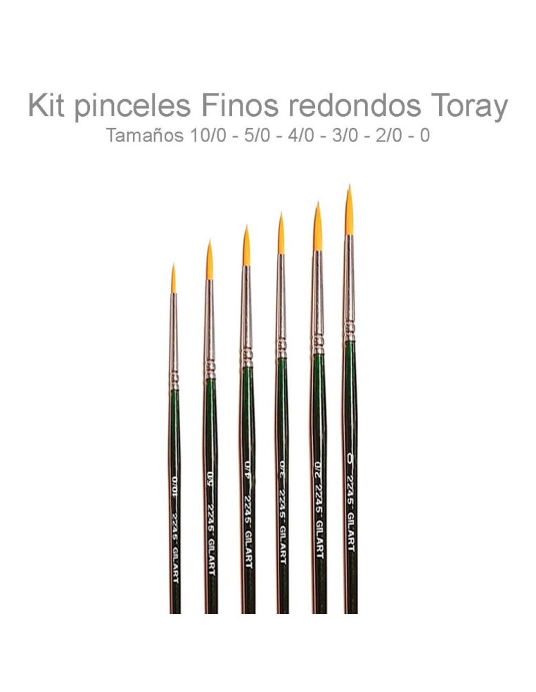 Kit 6 Pinceles Redondos Toray Gilart Mango Corto: Acuarela, Acrílico y Detalles