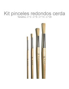 Kit Pinceles Redondos Cerda Gilart para óleo y acrílico. Set de 4 unidades.