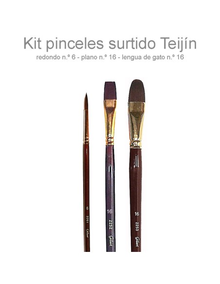 Kit Pinceles Teijín Gilart Mango Largo: Ideal para Óleo, Acrílico y Textiles.