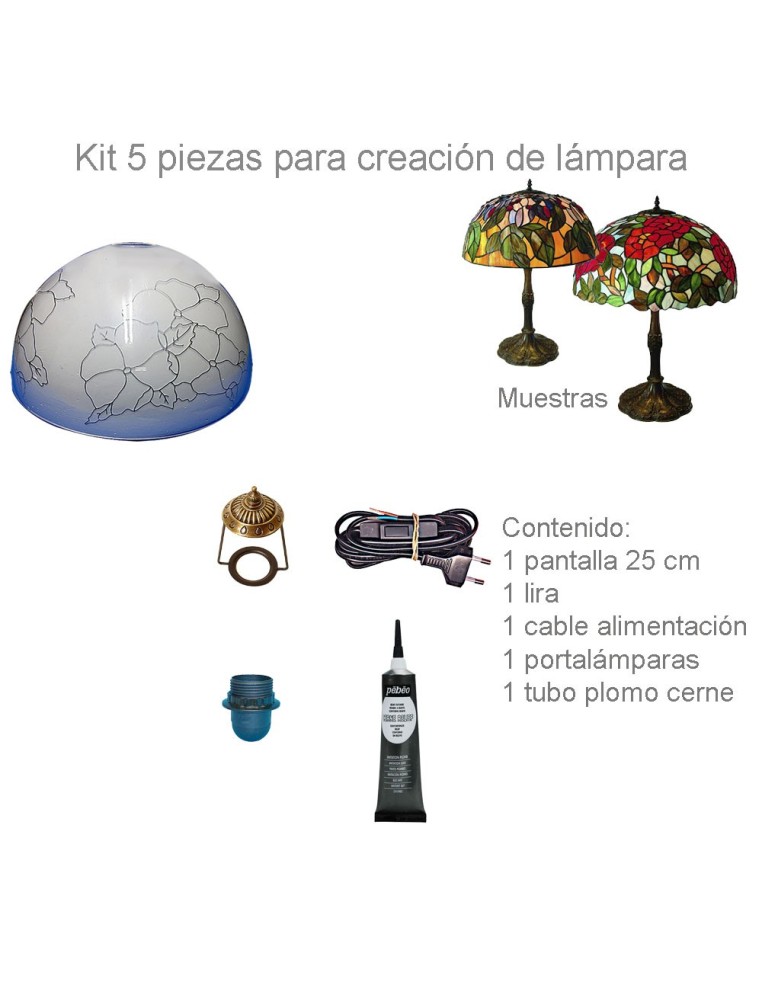 Kit Lámpara Tiffany Pensamientos 25 cm para crear tu lámpara de mesa Gilart.