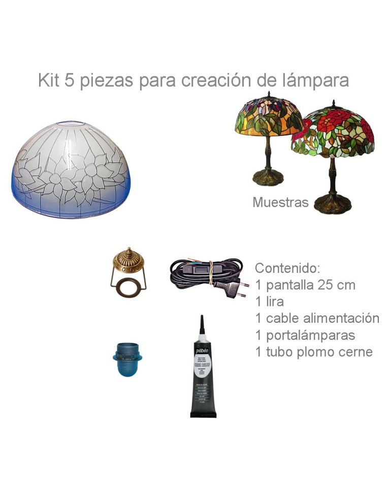 Kit Lámpara Tiffany Metacrilato Flores 25 cm para tu lámpara de mesa Gilart.