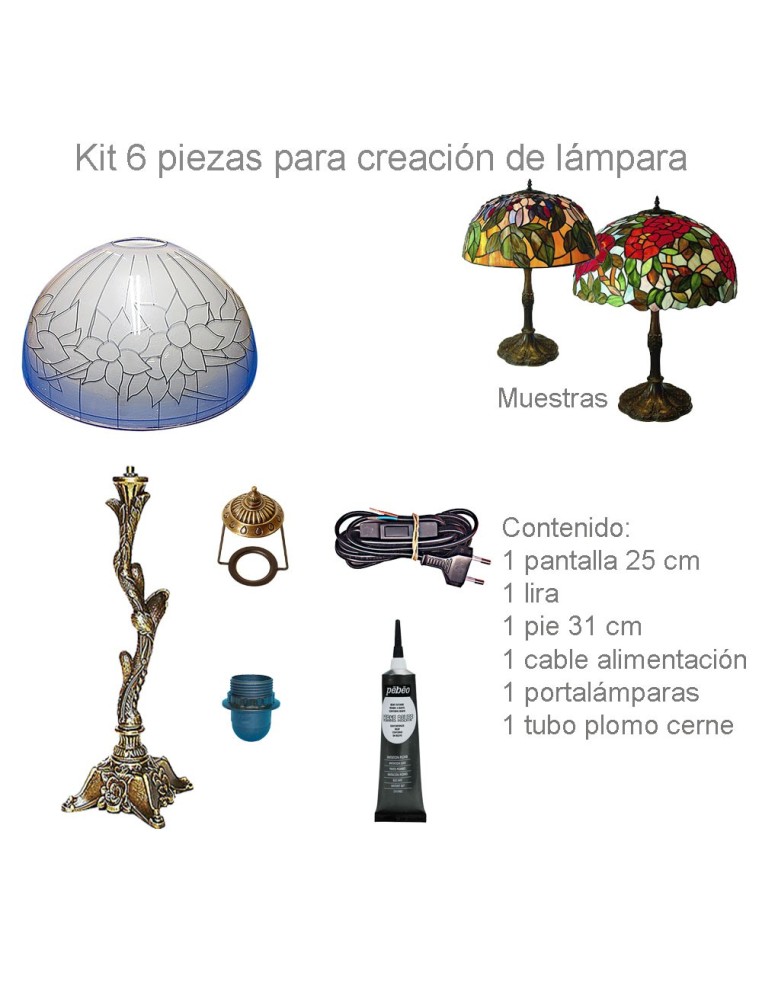 Comprar Kit Lámpara Tiffany Metacrilato Flores 25cm | Gilart