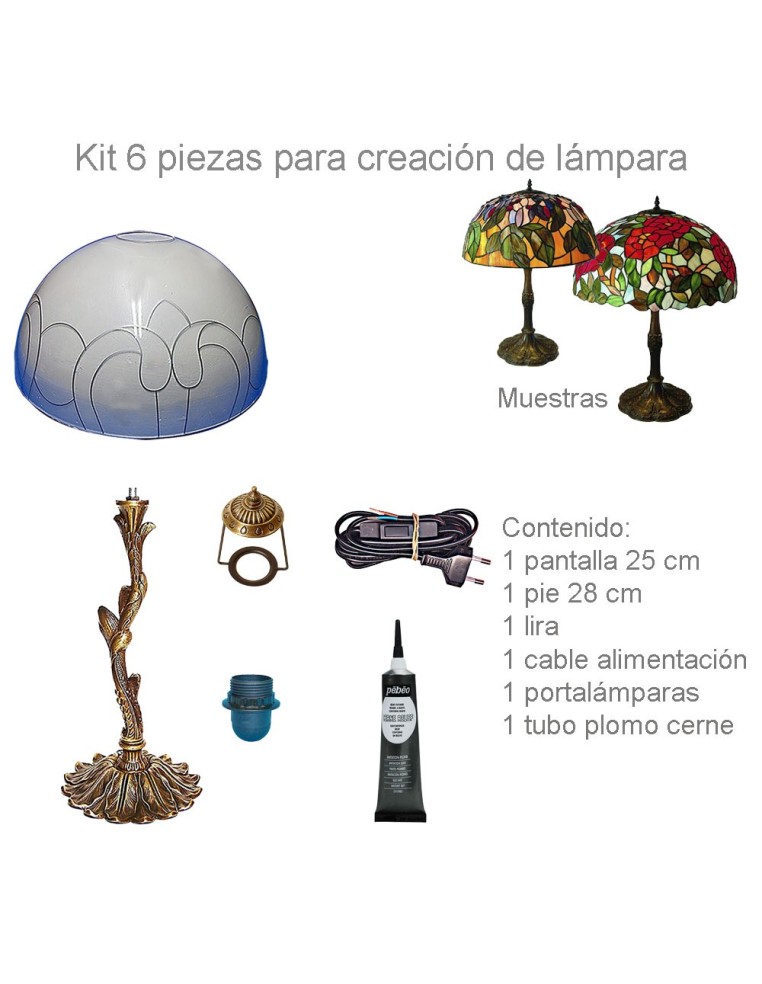 Kit lámpara Tiffany con ornamento de metacrilato y pie árbol decorativo incluido