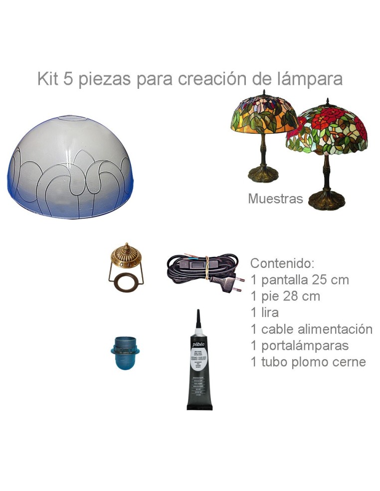 Kit Lámpara Tiffany Metacrilato Flores 25 cm: Crea tu lámpara DIY con diseño floral.