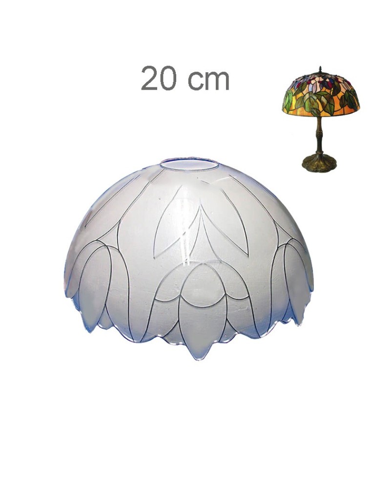 Pantalla Tiffany recortada 20 cm con diseño de tulipanes ideal para pintar a mano
