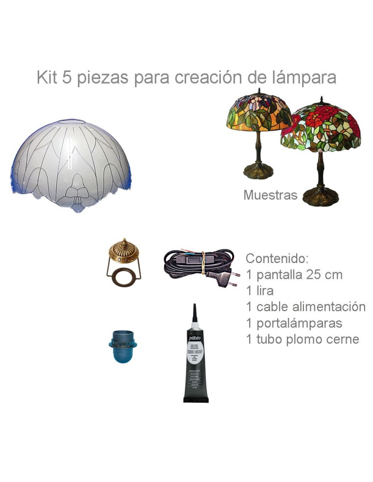 Kit Lámpara Tiffany Pensamientos 25 cm para crear tu lámpara de mesa Gilart.
