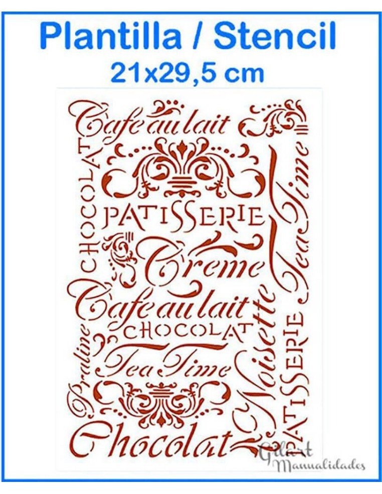 Plantilla stencil pastelería Stamperia 210x297 mm para decorar con estilo vintage