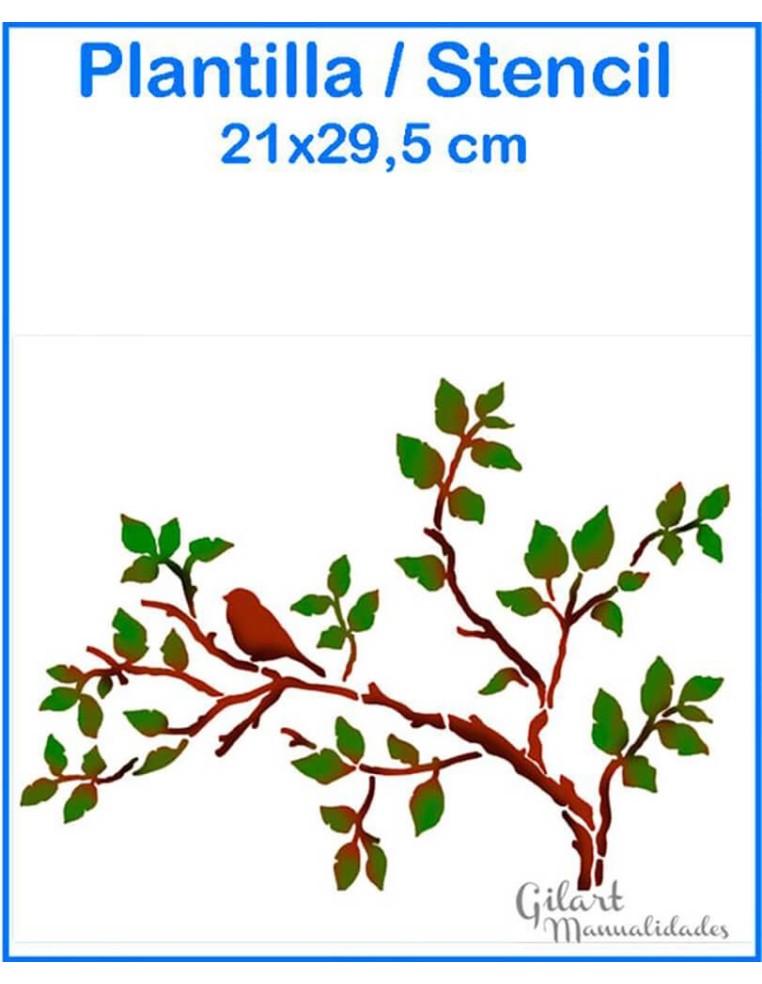 Plantilla stencil árbol pájaros Stamperia ideal para decorar madera, tela o papel