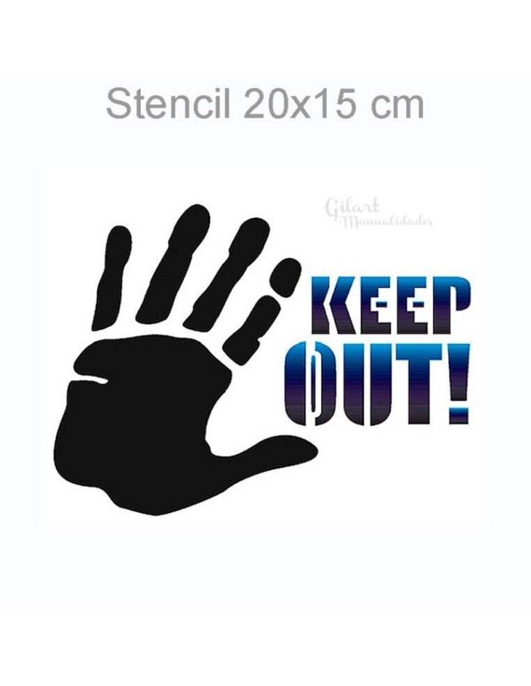 Plantilla stencil Keep Out Stamperia 20x15 cm aplicado sobre tejido con pintura acrílica