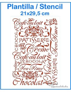 Plantilla stencil pastelería Stamperia 210x297 mm para decorar con estilo vintage