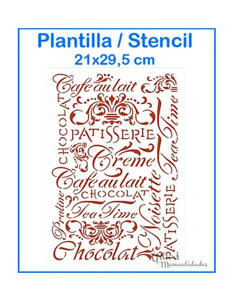 Plantilla stencil pastelería Stamperia 210x297 mm para decorar con estilo vintage