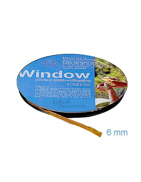 Plomo adhesivo dorado 6 mm ideal para crear vidrieras, vitrales o lámparas Tiffany
