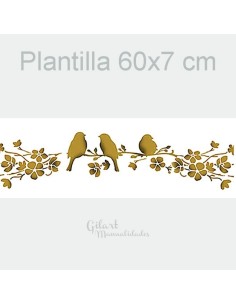 Stencil pajaritos Stamperia 60x7 cm KSE167 ideal para decorar tus manualidades creativas.