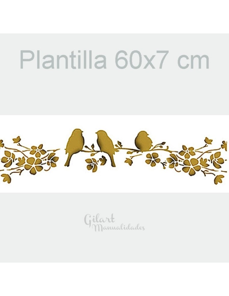 Stencil pajaritos Stamperia 60x7 cm KSE167 ideal para decorar tus manualidades creativas.