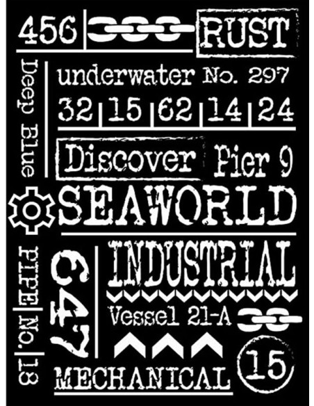 Plantilla gruesa Escrituras Stamperia 15x20 cm ideal para relieves y estarcidos