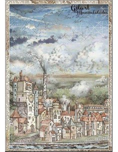 Papel arroz decoupage Stamperia Sir Vagabond Cityscape, perfecto para decorar manualidades