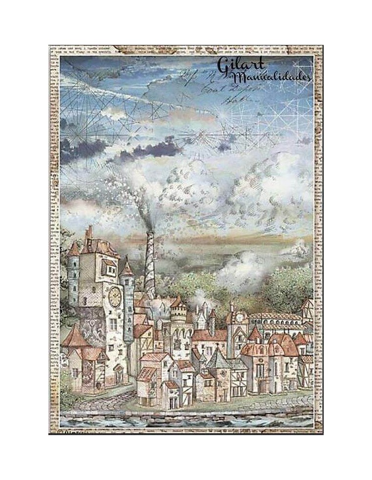 Papel arroz decoupage Stamperia Sir Vagabond Cityscape, perfecto para decorar manualidades