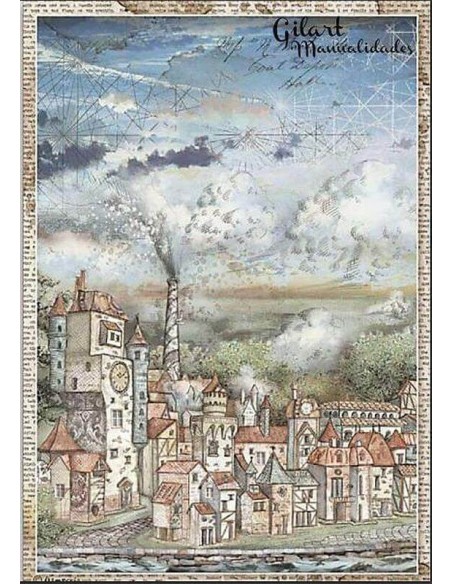 Papel arroz decoupage Stamperia Sir Vagabond Cityscape, perfecto para decorar manualidades Papel arroz decoupage Stamperia Sir Vagabond Cityscape, perfecto para decorar manualidades