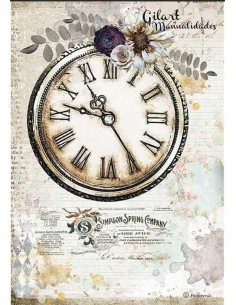 Papel arroz decoupage Stamperia Romantic Journal Reloj, ideal para decorar manualidades