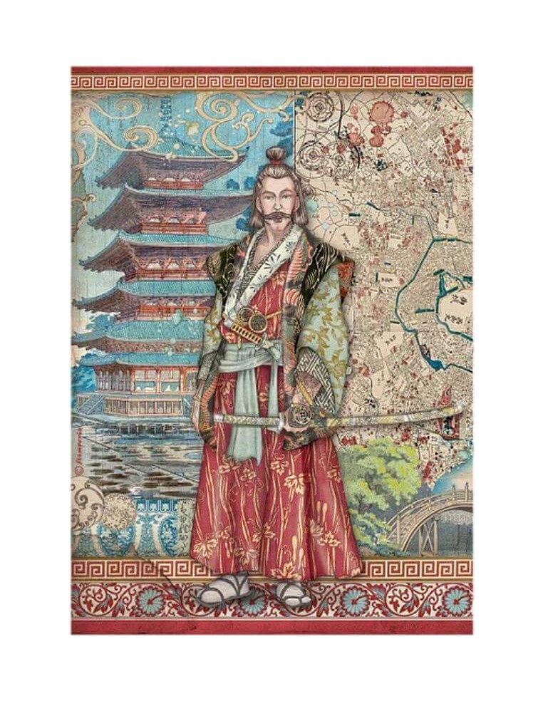 Papel arroz decoupage Stamperia Sir Vagabond Japan Samurai para decorar manualidades