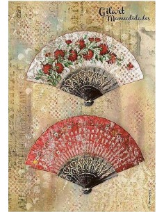Papel arroz decoupage Stamperia A4 Abanicos ideal para decorar y personalizar