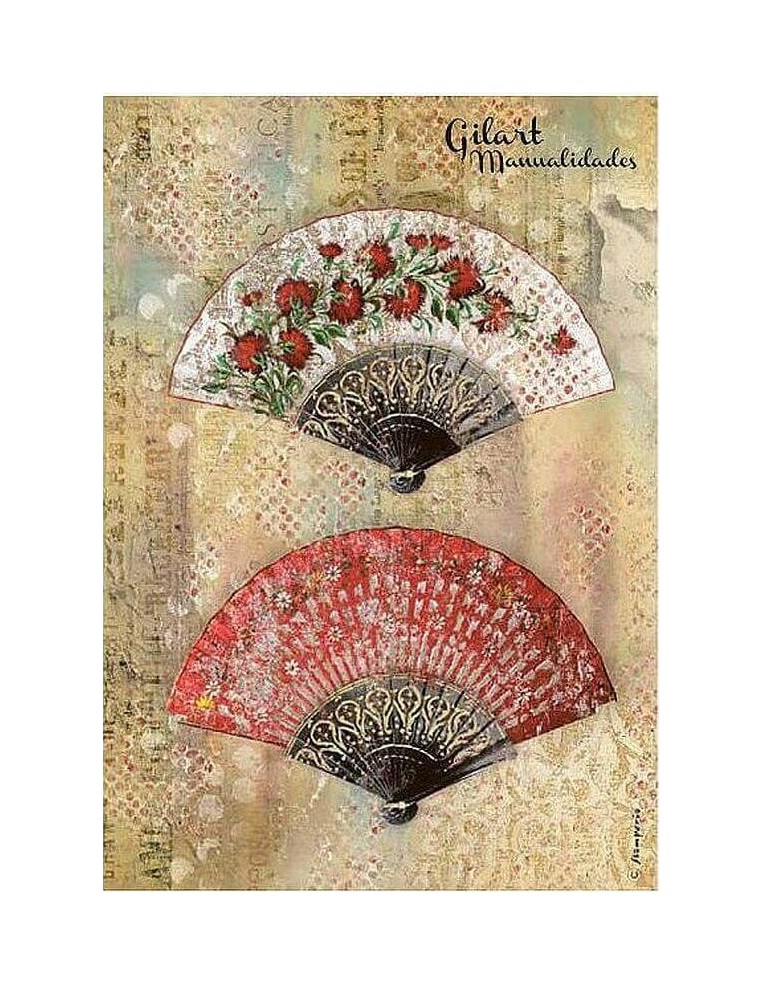 Papel arroz decoupage Stamperia A4 Abanicos ideal para decorar y personalizar