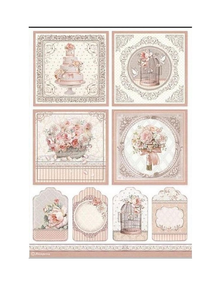 Papel arroz decoupage Stamperia A4 You and Me, ideal para decorar y crear.