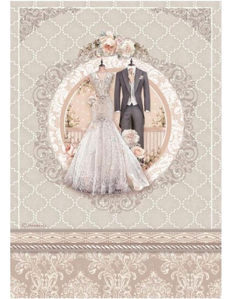 Aplicación de papel de arroz sobre caja con cola para decoupage