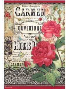 Papel arroz decoupage Stamperia A4 Desire Carmen Ouverture ideal para decorar.