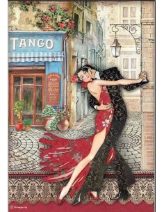 Papel arroz decoupage Stamperia A4 Desire Tango ideal para decorar y crear.
