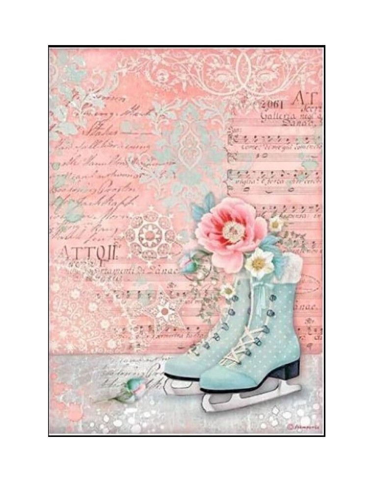 Papel arroz decoupage Stamperia Sweet winter patines ideal para decorar madera