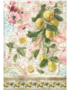 Papel arroz decoupage Stamperia Blue Dream Limones ideal para decorar madera o cristal