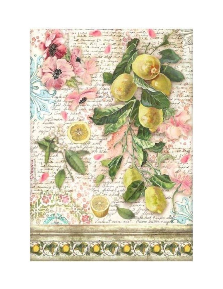 Papel arroz decoupage Stamperia Blue Dream Limones ideal para decorar madera o cristal
